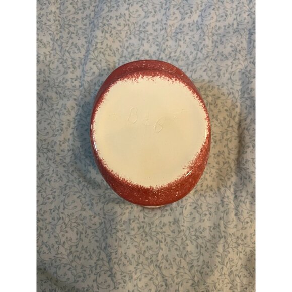 Vintage Sponge Ware Pottery signed B&B Hand Painted Flowers with Bow - Picture 6 of 8